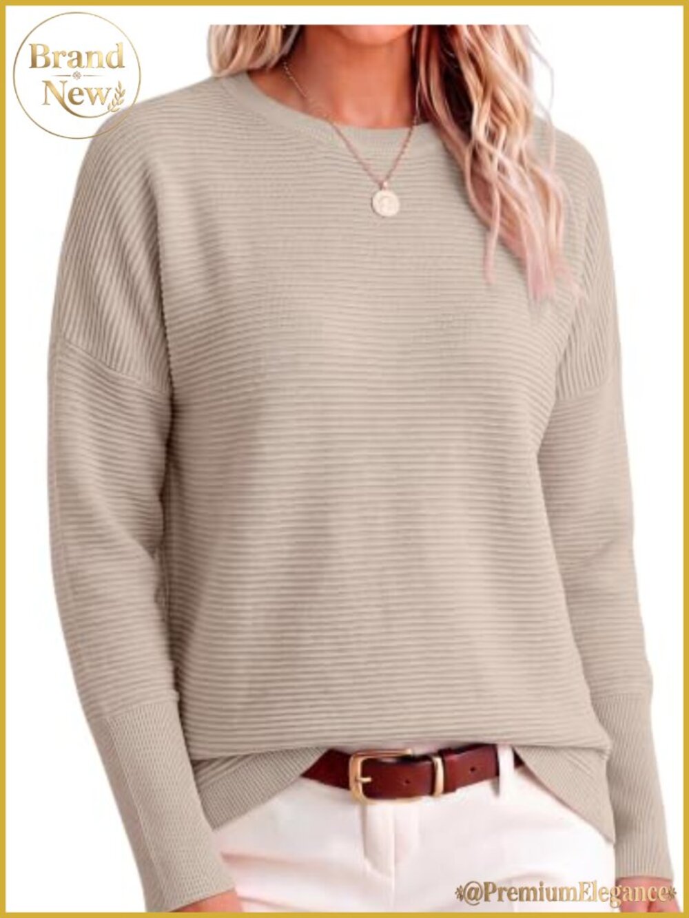 Oversized Ribbed Knit Sweater Batwing Sleeve Pullover